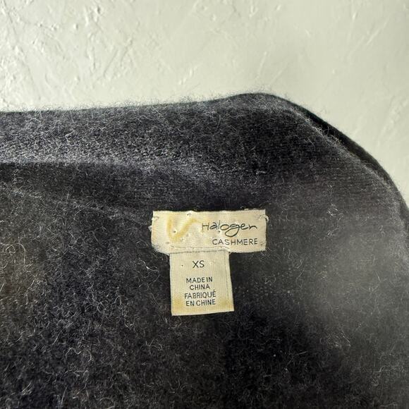 Halogen Women's sweater XS Cashmere Pullover Gray V neck Long sleeve J3-30 - Picture 6 of 7